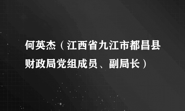 何英杰（江西省九江市都昌县财政局党组成员、副局长）