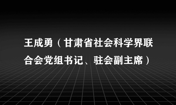 王成勇（甘肃省社会科学界联合会党组书记、驻会副主席）