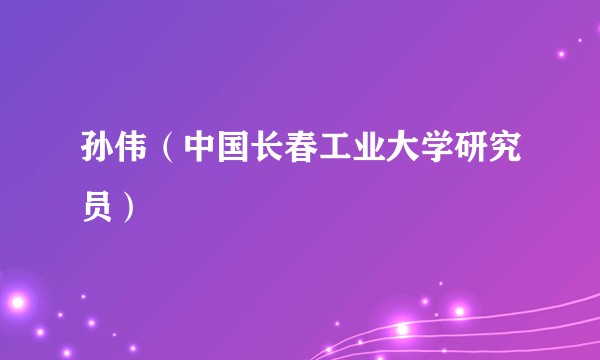 孙伟（中国长春工业大学研究员）