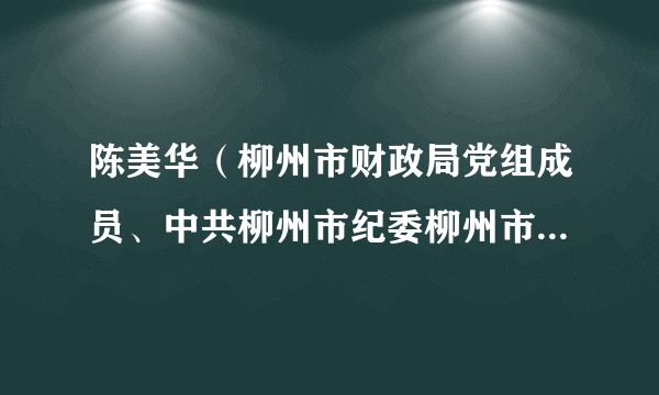 陈美华(柳州市财政局党组成员、中共柳州市纪委柳州市监委驻市财政局纪检监察组组长、二级调研员)