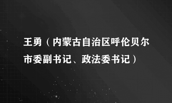 王勇（内蒙古自治区呼伦贝尔市委副书记、政法委书记）