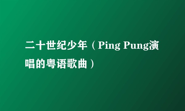 二十世纪少年（Ping Pung演唱的粤语歌曲）