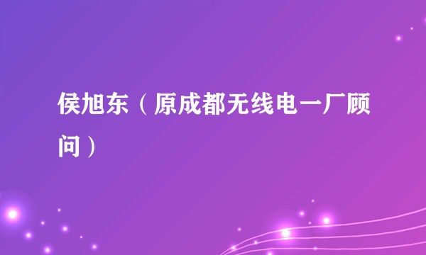 侯旭东（原成都无线电一厂顾问）