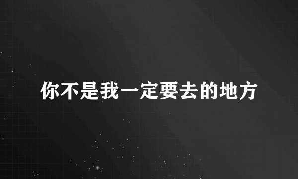 你不是我一定要去的地方