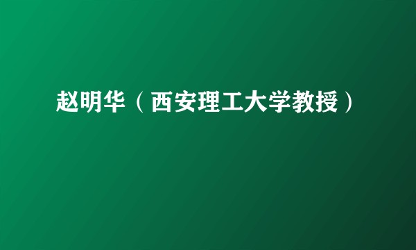 赵明华（西安理工大学教授）