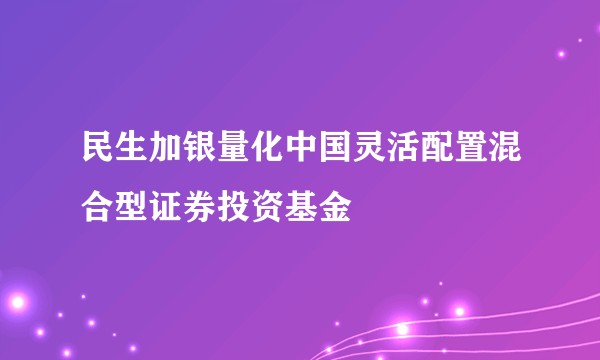 民生加银量化中国灵活配置混合型证券投资基金