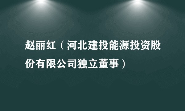 赵丽红（河北建投能源投资股份有限公司独立董事）