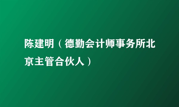 陈建明（德勤会计师事务所北京主管合伙人）