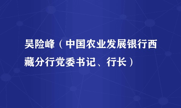 吴险峰(中国农业发展银行西藏分行党委书记、行长)