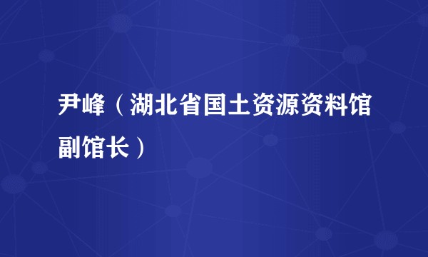 尹峰（湖北省国土资源资料馆副馆长）