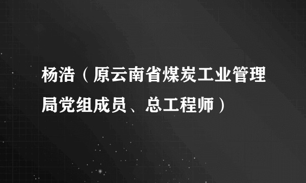 杨浩(原云南省煤炭工业管理局党组成员、总工程师)