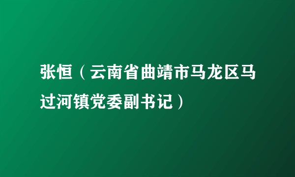 张恒（云南省曲靖市马龙区马过河镇党委副书记）