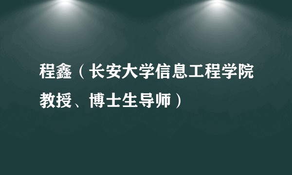 程鑫（长安大学信息工程学院教授、博士生导师）