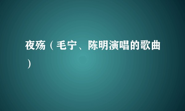 夜殇（毛宁、陈明演唱的歌曲）