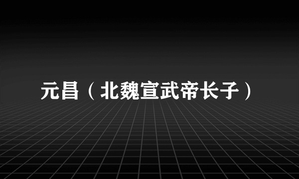 元昌（北魏宣武帝长子）
