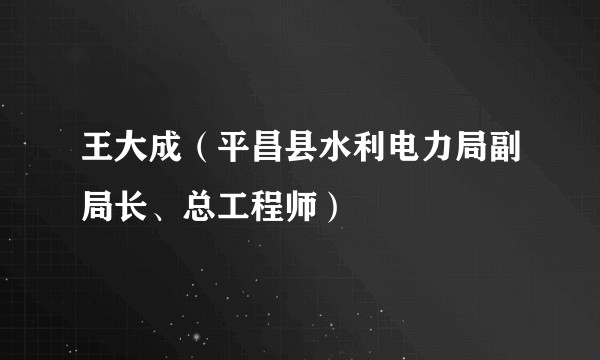 王大成（平昌县水利电力局副局长、总工程师）