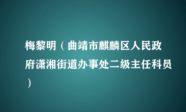 梅黎明（曲靖市麒麟区人民政府潇湘街道办事处二级主任科员）