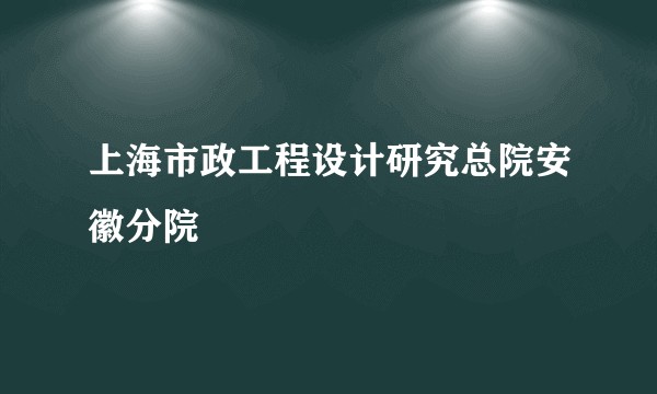 上海市政工程设计研究总院安徽分院