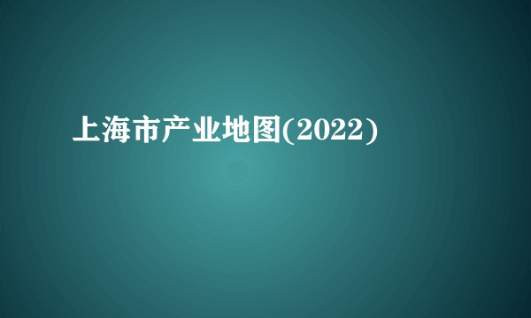 上海市产业地图(2022)
