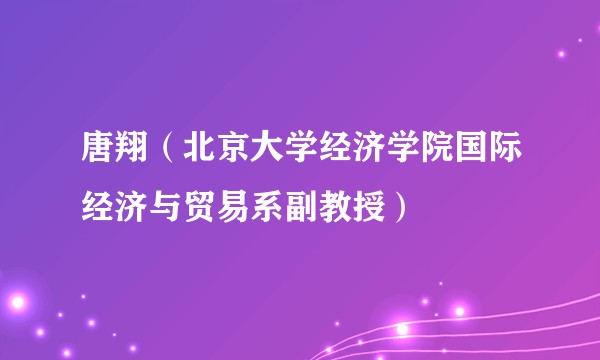 唐翔（北京大学经济学院国际经济与贸易系副教授）
