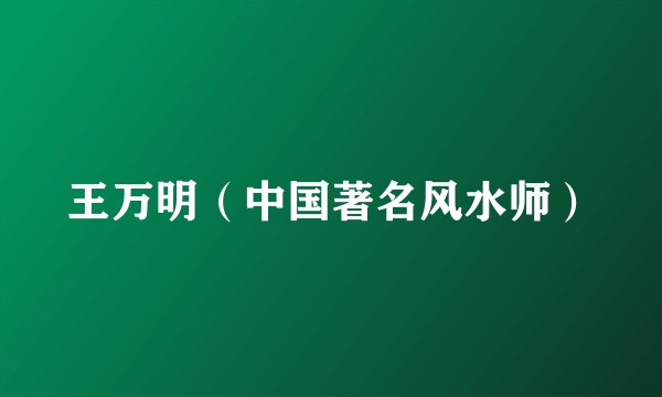 王万明（中国著名风水师）