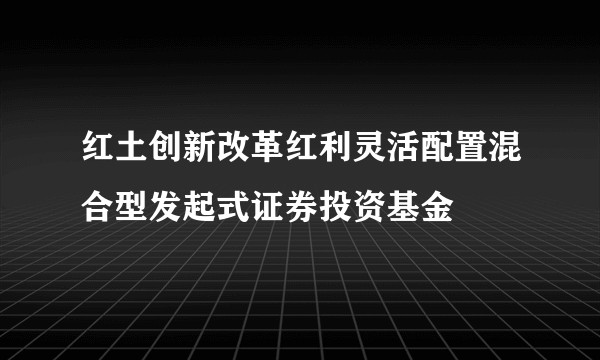 红土创新改革红利灵活配置混合型发起式证券投资基金
