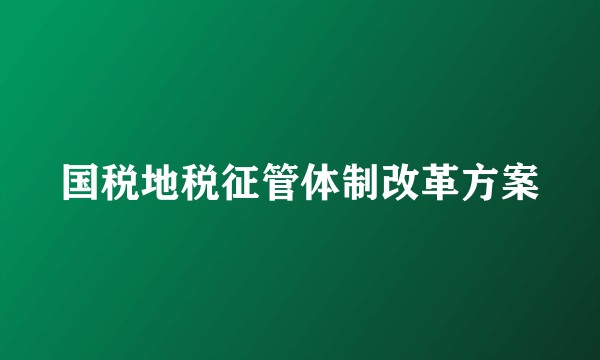 国税地税征管体制改革方案