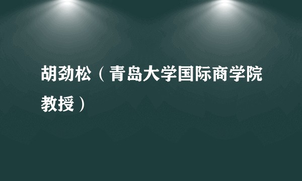胡劲松（青岛大学国际商学院教授）
