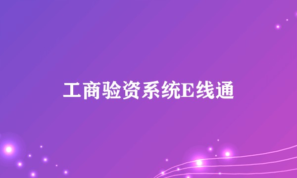 工商验资系统E线通
