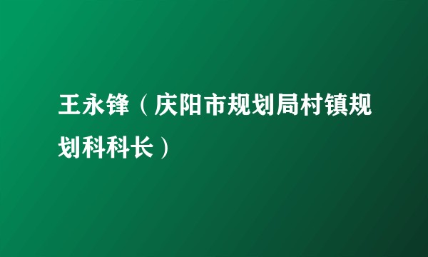 王永锋（庆阳市规划局村镇规划科科长）