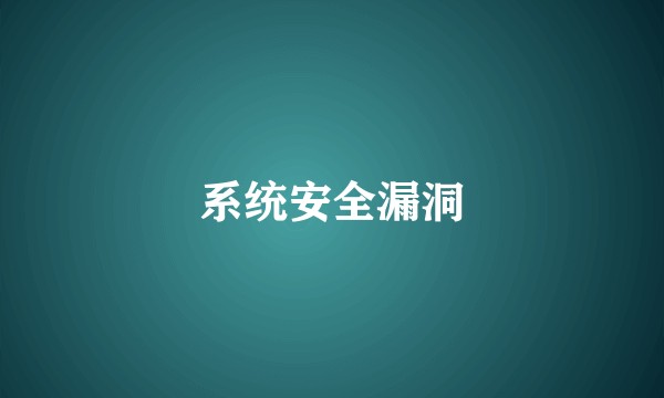 系统安全漏洞