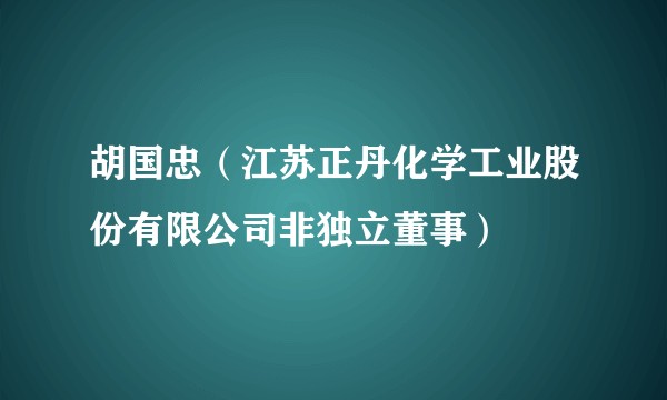 胡国忠（江苏正丹化学工业股份有限公司非独立董事）