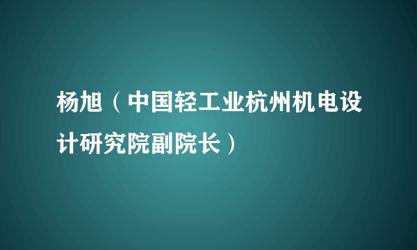 杨旭（中国轻工业杭州机电设计研究院副院长）