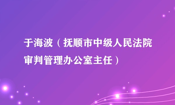 于海波（抚顺市中级人民法院审判管理办公室主任）
