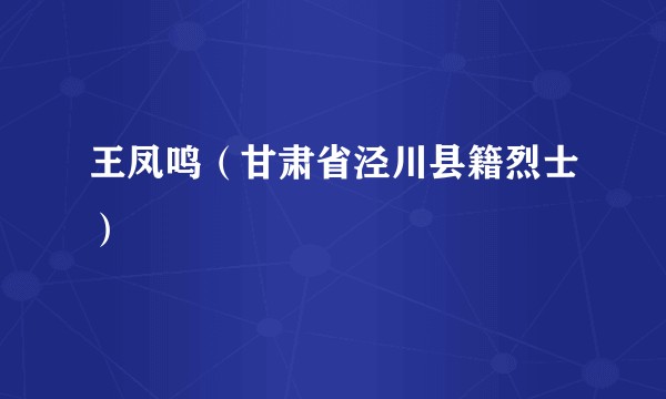 王凤鸣（甘肃省泾川县籍烈士）