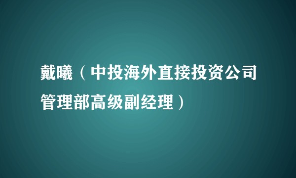 戴曦(中投海外直接投资公司管理部高级副经理)