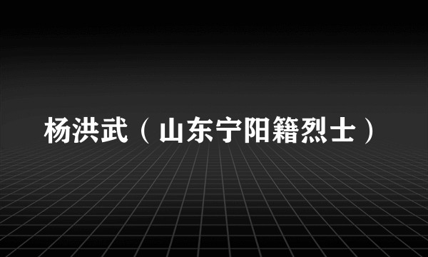 杨洪武（山东宁阳籍烈士）