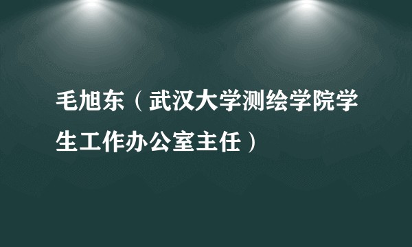 毛旭东（武汉大学测绘学院学生工作办公室主任）
