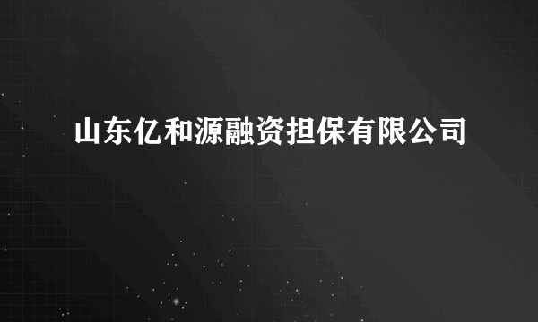 山东亿和源融资担保有限公司
