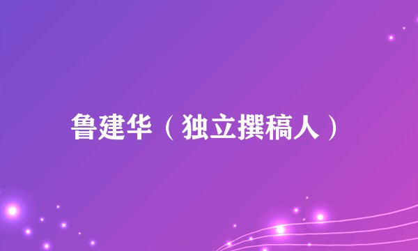 鲁建华（独立撰稿人）
