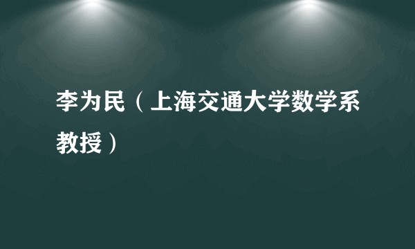 李为民（上海交通大学数学系教授）