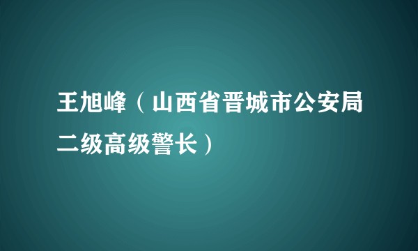 王旭峰（山西省晋城市公安局二级高级警长）