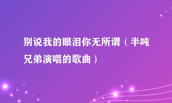 别说我的眼泪你无所谓（半吨兄弟演唱的歌曲）