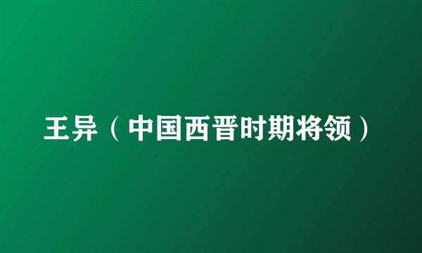 王异（中国西晋时期将领）