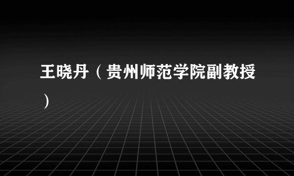 王晓丹（贵州师范学院副教授）