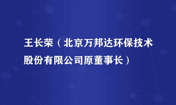 王长荣（北京万邦达环保技术股份有限公司原董事长）