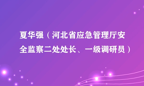 夏华强（河北省应急管理厅安全监察二处处长、一级调研员）