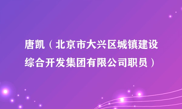 唐凯（北京市大兴区城镇建设综合开发集团有限公司职员）