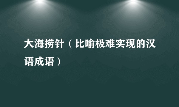 大海捞针（比喻极难实现的汉语成语）