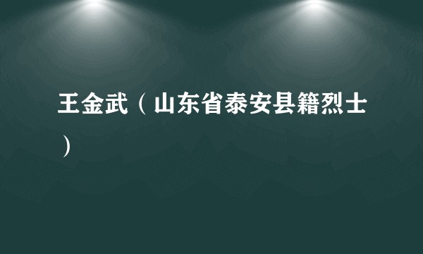 王金武（山东省泰安县籍烈士）